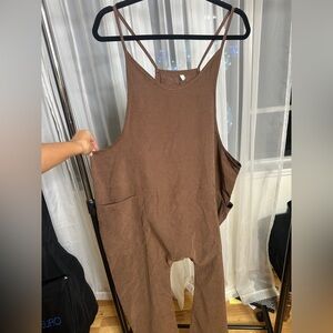 Brown Sleeveless Jumpsuit